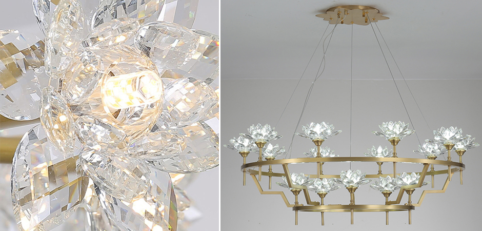 Большая Люстра Хрустальные Цветы Лотоса Lotus flower Clear Glass lamp 15 Большая Люстра Хрустальные Цветы Лотоса Lotus flower Clear Glass lamp 15 - Loft-Concept в Костроме