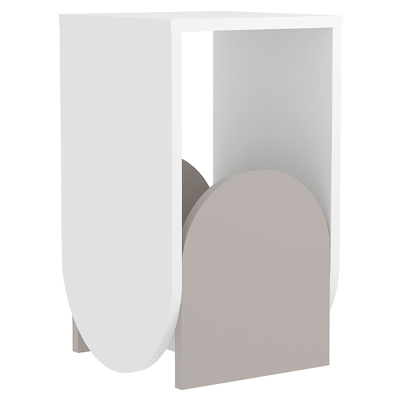 Стол приставной с овальными элементами бело-бежевого цвета NUN SIDE TABLE WHITE LIGHT MOCHA Белый Бежево-серый Стол приставной с овальными элементами бело-бежевого цвета NUN SIDE TABLE WHITE LIGHT MOCHA Белый Бежево-серый в Костроме | Loft Concept