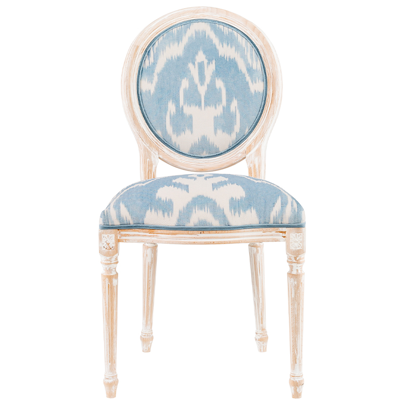 Мягкий стул со светло-голубым узором Ikat Pattern Белый Бежевый Голубой Мягкий стул со светло-голубым узором Ikat Pattern Белый Бежевый Голубой в Костроме | Loft Concept