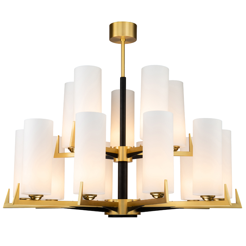 Люстра Benoit Chandelier 98 Латунь Белое матовое стекло Черный Люстра Benoit Chandelier 98 Латунь Белое матовое стекло Черный в Костроме | Loft Concept