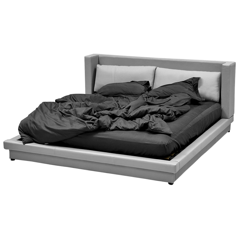 Кровать двуспальная с подушками и мягким основанием Stout Bed Серый Кровать двуспальная с подушками и мягким основанием Stout Bed Серый в Костроме | Loft Concept