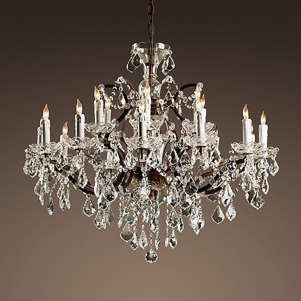 Люстра RH Rococo Iron & Crystal Chandelier 18 Прозрачное Стекло Бурая ржавчина Люстра RH Rococo Iron & Crystal Chandelier 18 Прозрачное Стекло Бурая ржавчина в Костроме | Loft Concept