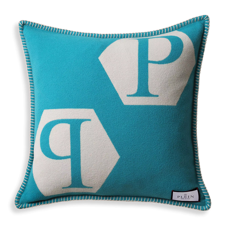 Подушка Philipp Plein Cushion Cashmere Blue Голубой Белый Подушка Philipp Plein Cushion Cashmere Blue Голубой Белый в Костроме | Loft Concept