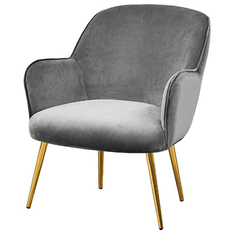 Кресло Waldeck Chair Gray Серый Глянцевое золото Кресло Waldeck Chair Gray Серый Глянцевое золото в Костроме | Loft Concept