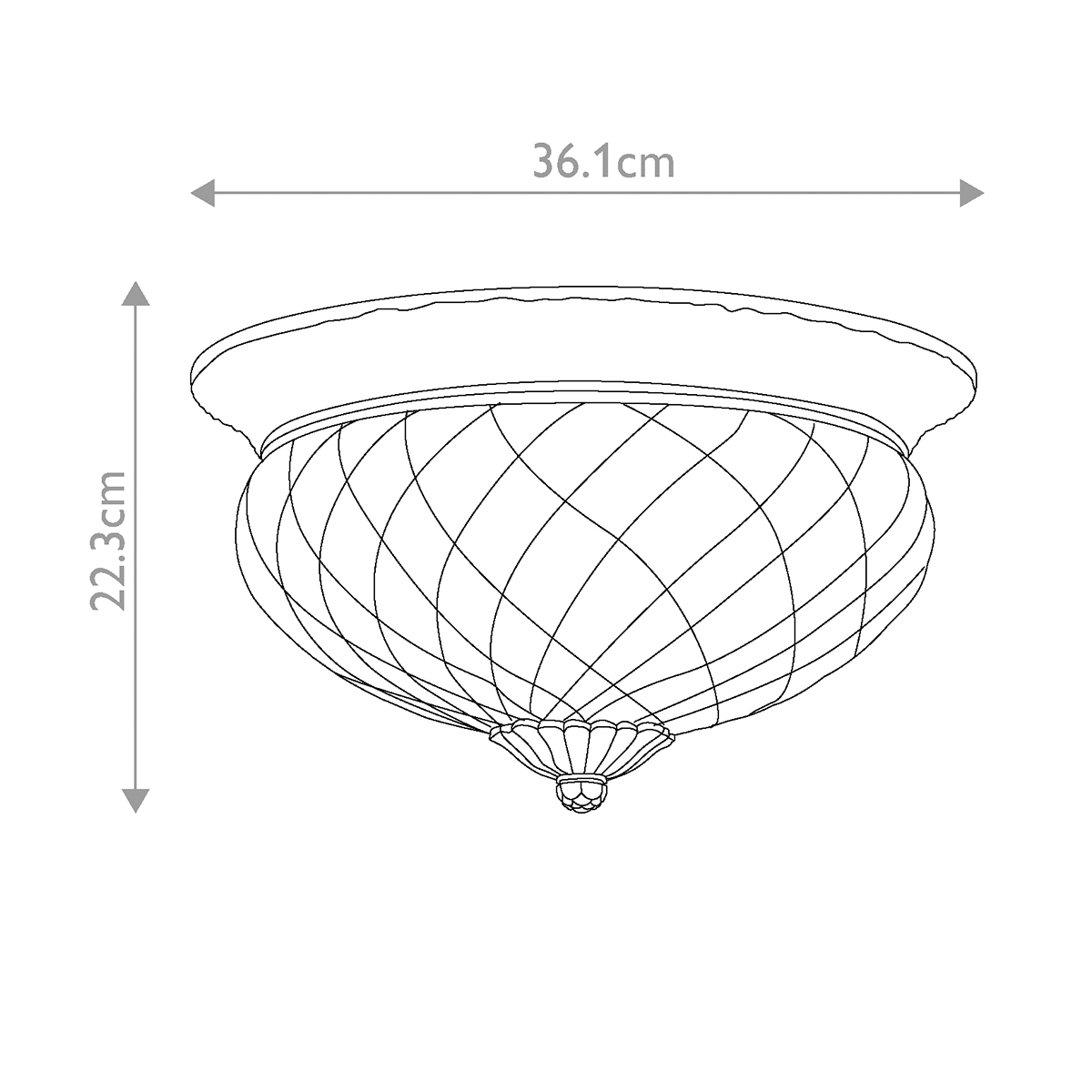 Потолочный светильник цвета латунь с прозрачным рифленым плафоном в форме чаши Hinkley в Костроме