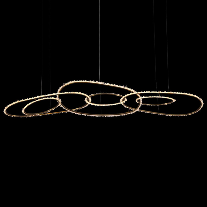Люстра Six Rings Chain Quartz Crystal Chandelier Глянцевое золото Прозрачное Стекло Люстра Six Rings Chain Quartz Crystal Chandelier Глянцевое золото Прозрачное Стекло в Костроме | Loft Concept