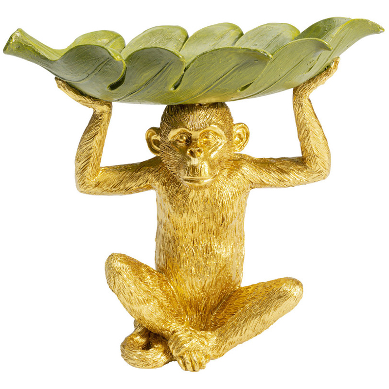 Конфетница Golden Monkey holding a leaf Зеленый Золотой Конфетница Golden Monkey holding a leaf Зеленый Золотой в Костроме | Loft Concept