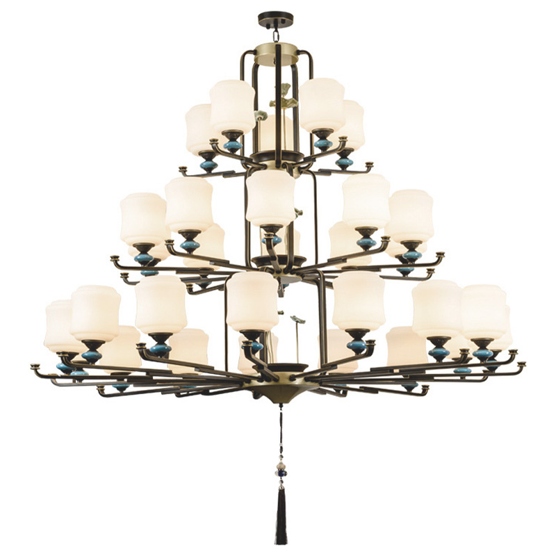 Люстра в китайском стиле Chinese Style Lotus Fruit Chandelier Черный Латунь Белый Зеленый Люстра в китайском стиле Chinese Style Lotus Fruit Chandelier Черный Латунь Белый Зеленый в Костроме | Loft Concept