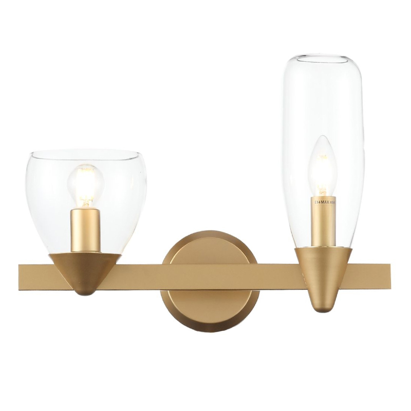 Бра Houston Wall Lamp матовое золото Прозрачное Стекло Бра Houston Wall Lamp матовое золото Прозрачное Стекло в Костроме | Loft Concept