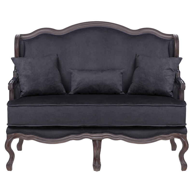 Диван двухместный George Grand Seating black velour Черный Коричневый Диван двухместный George Grand Seating black velour Черный Коричневый в Костроме | Loft Concept