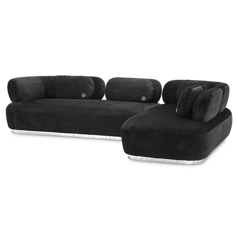 Диван Philipp Plein Sofa Signature Lounge Чёрный Черный Золотой Диван Philipp Plein Sofa Signature Lounge Чёрный Черный Золотой в Костроме | Loft Concept