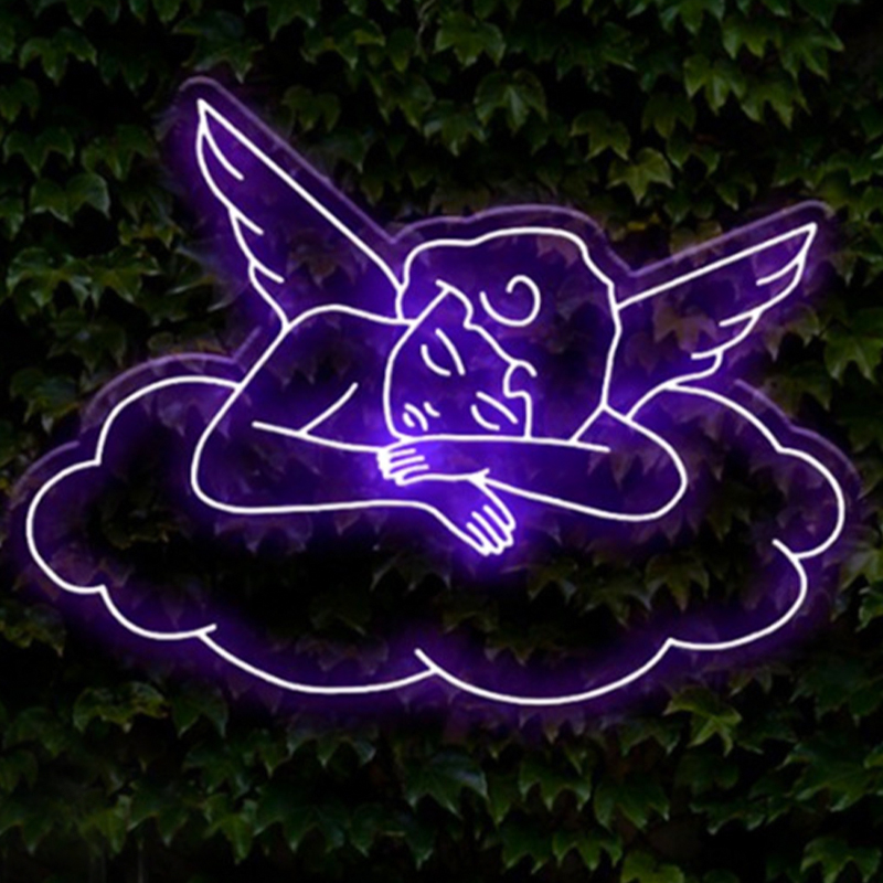 Неоновая настенная лампа Sleeping Angel Neon Wall Lamp Фиолетовый Прозрачный Фиолетовый Неоновая настенная лампа Sleeping Angel Neon Wall Lamp Фиолетовый Прозрачный Фиолетовый в Костроме | Loft Concept