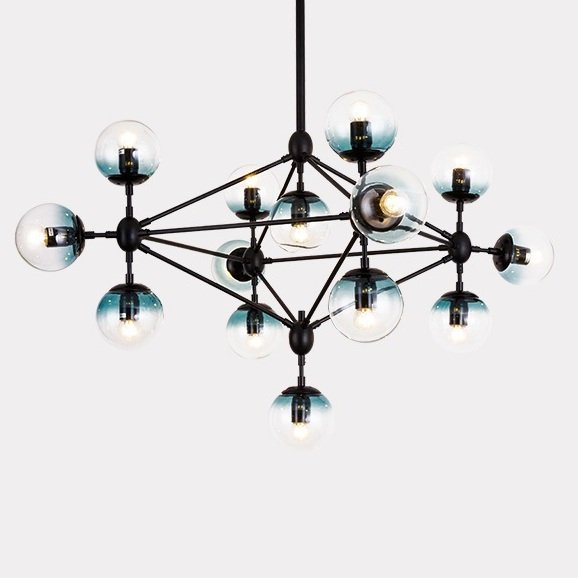 Люстра Modo Chandelier Globes Blue Ambre Black Черный Люстра Modo Chandelier Globes Blue Ambre Black Черный в Костроме | Loft Concept