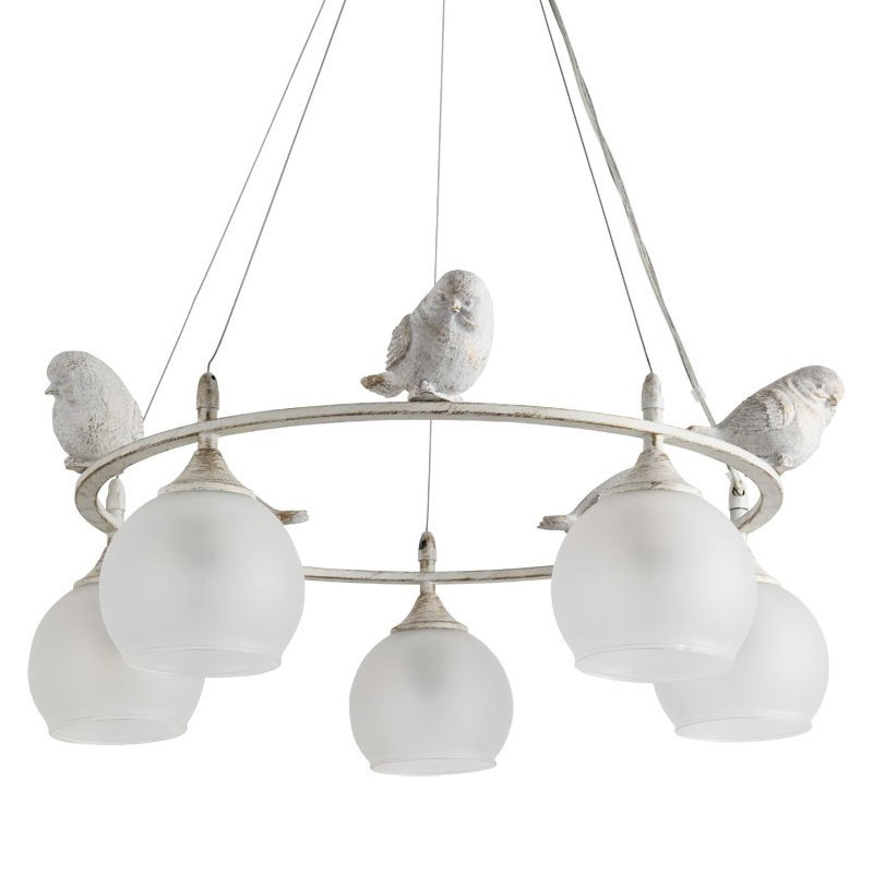 Люстра Provence Bird Chandelier white Белое матовое стекло Золотой Белый Люстра Provence Bird Chandelier white Белое матовое стекло Золотой Белый в Костроме | Loft Concept