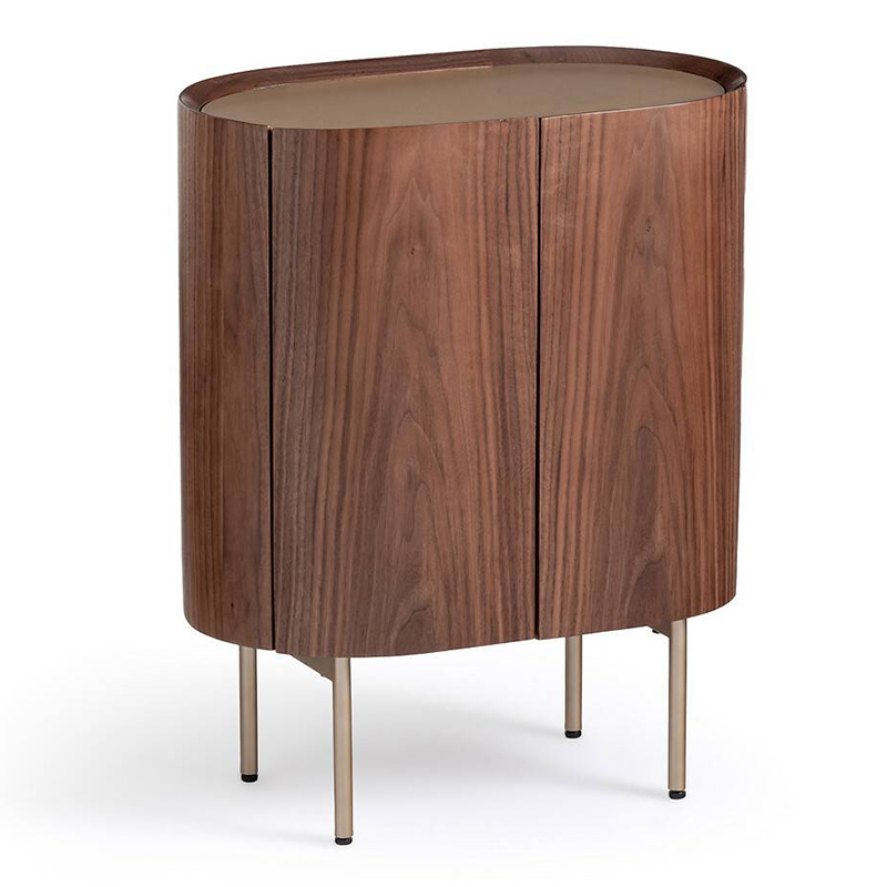 Тумба округлой формы Walnut and Leather массив ореха и столешница из натуральной кожи Орех Золотой Шампань Тумба округлой формы Walnut and Leather массив ореха и столешница из натуральной кожи Орех Золотой Шампань в Костроме | Loft Concept