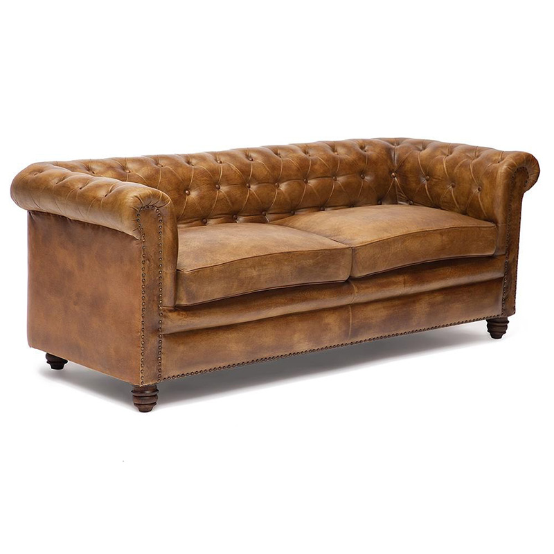 Диван кожаный Buffalo Leather Sofa Triple Коричневый винтаж Диван кожаный Buffalo Leather Sofa Triple Коричневый винтаж в Костроме | Loft Concept