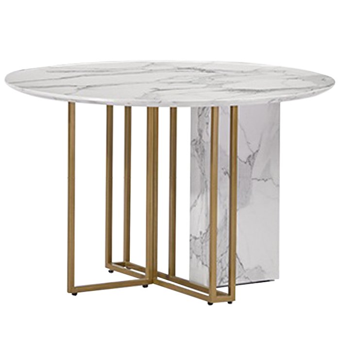 Стол Marble Corner Circle Латунь Белый Стол Marble Corner Circle Латунь Белый в Костроме | Loft Concept
