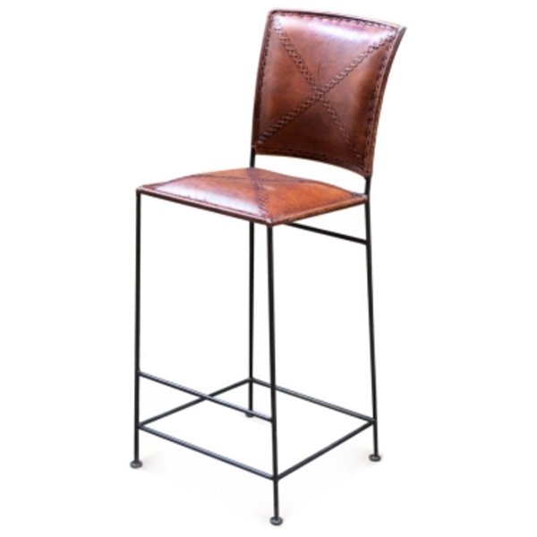 Барный стул Loft Bar stool leather brown Коричневый винтаж Черный Барный стул Loft Bar stool leather brown Коричневый винтаж Черный в Костроме | Loft Concept