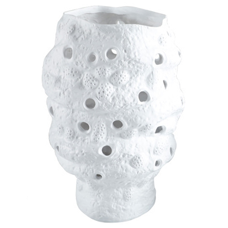 Ваза белая Rie White Vase M Белый Ваза белая Rie White Vase M Белый в Костроме | Loft Concept