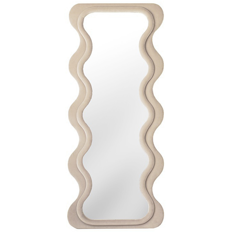 Зеркало Velvet Curved Waves Mirror Бежевый Зеркало Зеркало Velvet Curved Waves Mirror Бежевый Зеркало в Костроме | Loft Concept