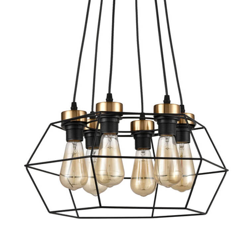 Люстра Loft Wire Cage Black lamp 6 Черный Люстра Loft Wire Cage Black lamp 6 Черный в Костроме | Loft Concept