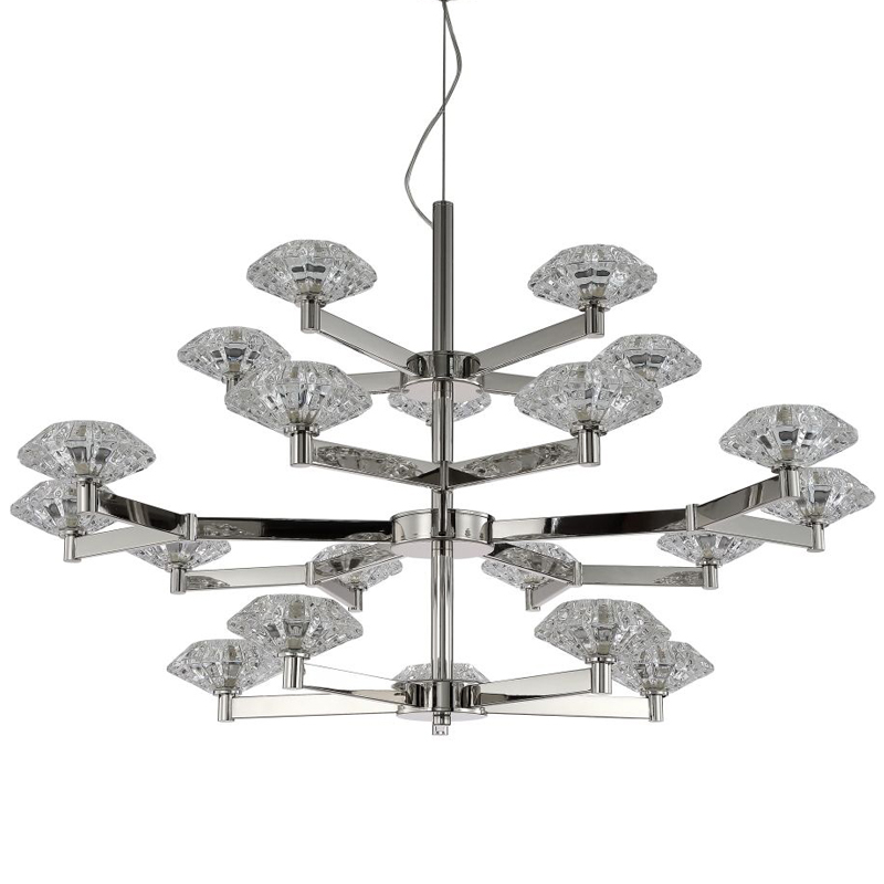 Люстра Yerker Chandelier Nickel 20 Никель Прозрачный Люстра Yerker Chandelier Nickel 20 Никель Прозрачный в Костроме | Loft Concept