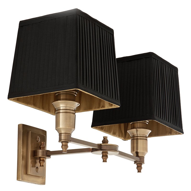 Бра Wall Lamp Lexington Double Brass+Black Латунь Античная полированная Черный Бра Wall Lamp Lexington Double Brass+Black Латунь Античная полированная Черный в Костроме | Loft Concept