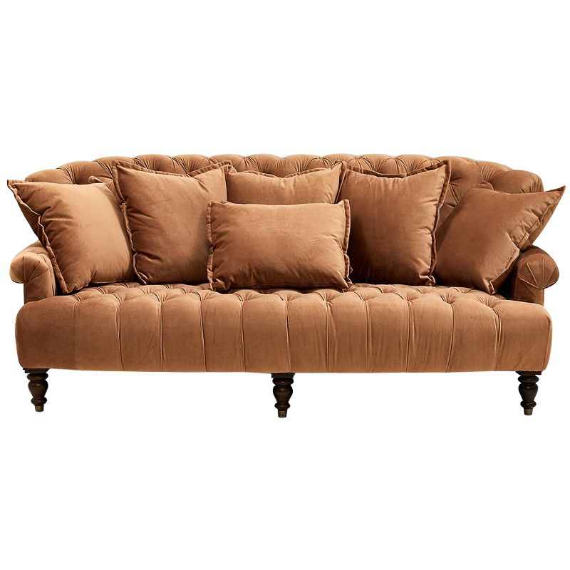 Диван велюровый с подушками Welch Sofa Карамель Диван велюровый с подушками Welch Sofa Карамель в Костроме | Loft Concept