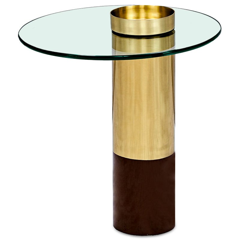 Приставной стол Desi Side Table Прозрачный Латунь Коричневый Приставной стол Desi Side Table Прозрачный Латунь Коричневый в Костроме | Loft Concept