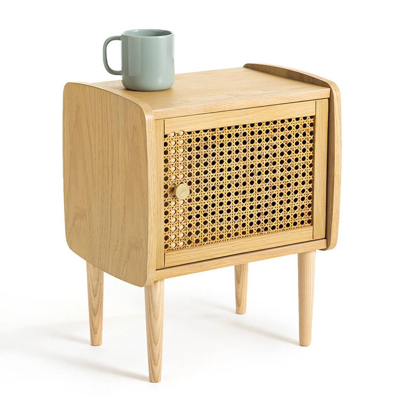 Тумба с дверцой из плетеного ротанга Aelius Rattan Wicker Curbstone Светлый дуб Тумба с дверцой из плетеного ротанга Aelius Rattan Wicker Curbstone Светлый дуб в Костроме | Loft Concept