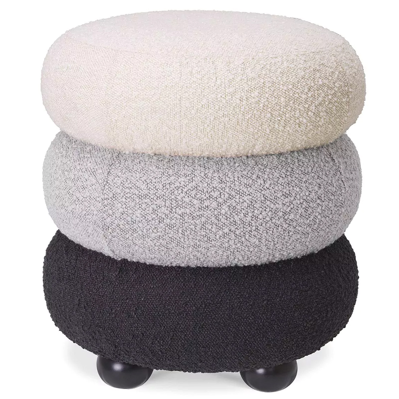 Пуф Eichholtz Stool Tulum Boucle Светло-серый Черный Молочный Пуф Eichholtz Stool Tulum Boucle Светло-серый Черный Молочный в Костроме | Loft Concept