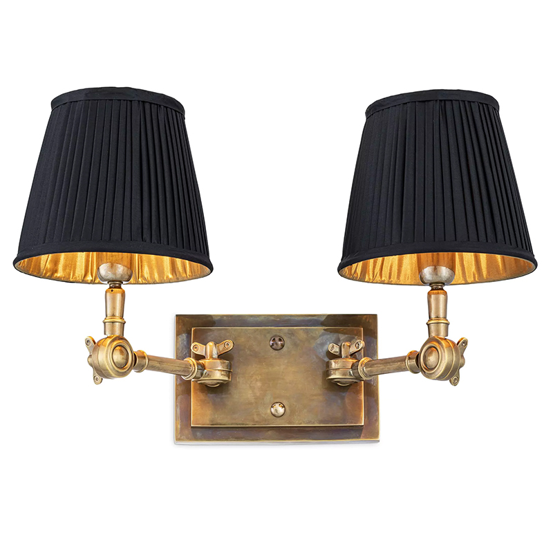 Бра Eichholtz Wall Lamp Wentworth Double Brass Винтажная латунь Черный Бра Eichholtz Wall Lamp Wentworth Double Brass Винтажная латунь Черный в Костроме | Loft Concept