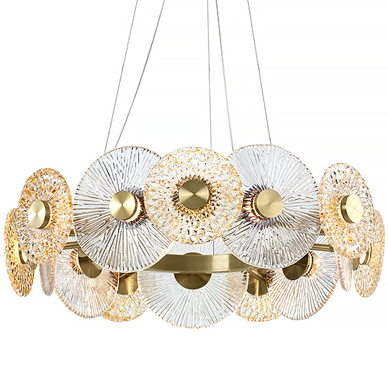 Люстра Clear and Amber Discs Chandelier Латунь Прозрачный Янтарь (Amber) Люстра Clear and Amber Discs Chandelier Латунь Прозрачный Янтарь (Amber) в Костроме | Loft Concept