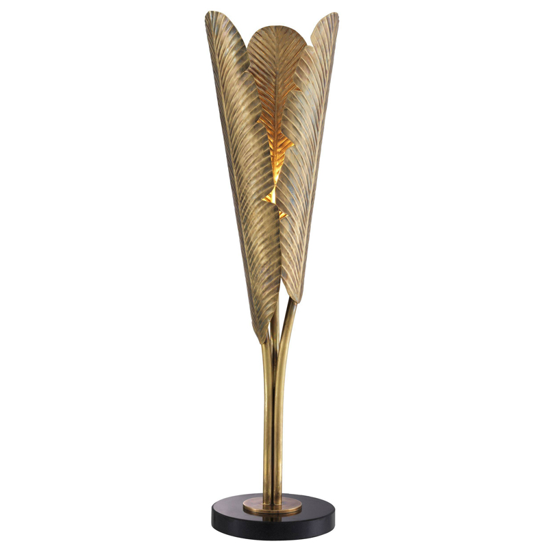 Настольная лампа Eichholtz Table Lamp Plantain Винтажная латунь Черный Настольная лампа Eichholtz Table Lamp Plantain Винтажная латунь Черный в Костроме | Loft Concept
