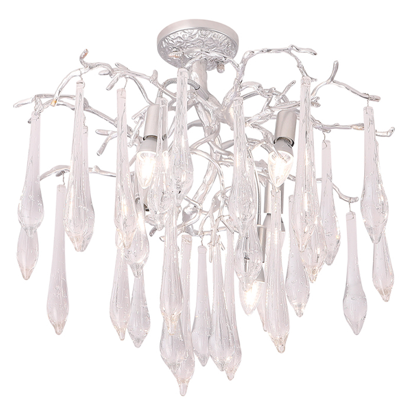 Люстра потолочная с прозрачными стеклянными подвесками в форме капель Droplet Chandelier Золотой Прозрачный Серебряный Люстра потолочная с прозрачными стеклянными подвесками в форме капель Droplet Chandelier Золотой Прозрачный Серебряный в Костроме | Loft Concept