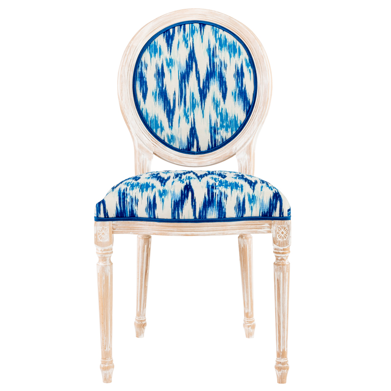 Стул с синим узором Ikat Pattern Белый Голубой Синий Стул с синим узором Ikat Pattern Белый Голубой Синий в Костроме | Loft Concept