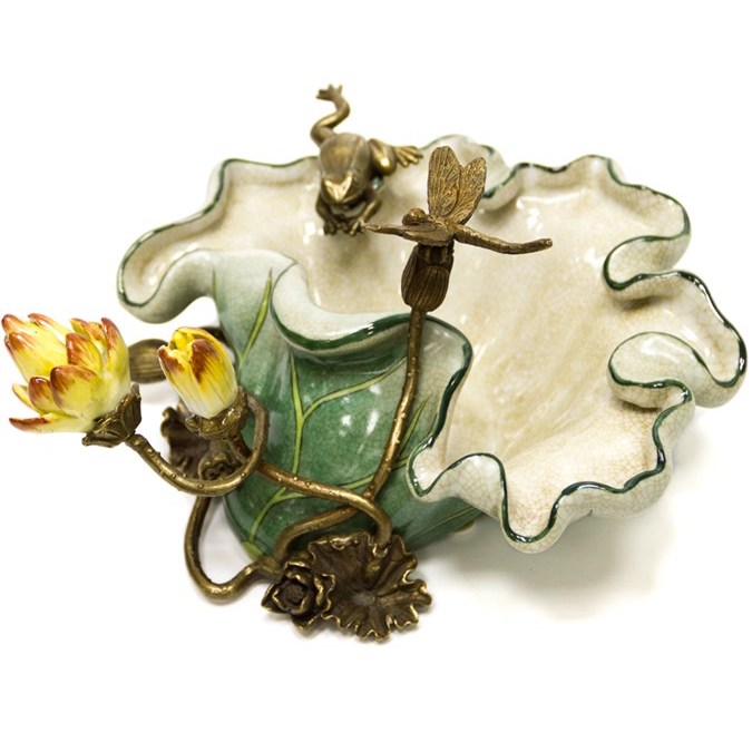 Чаша Water Lily Bowl Зеленый Бронза Белый Чаша Water Lily Bowl Зеленый Бронза Белый в Костроме | Loft Concept