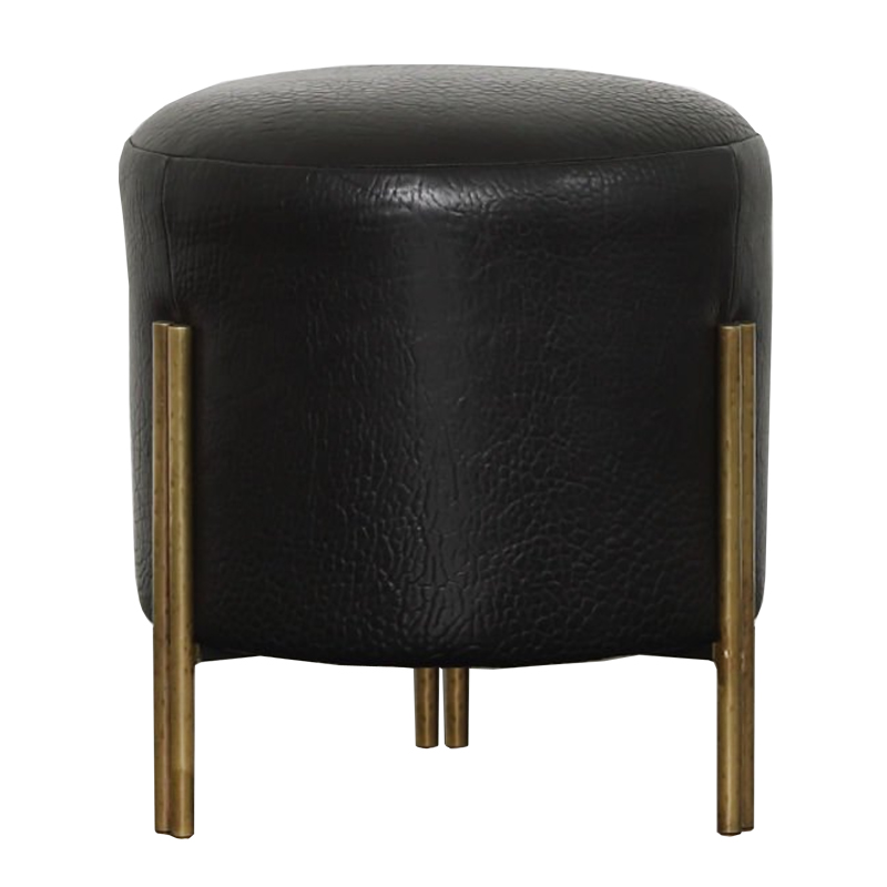 Пуф из черной кожи MELANGE FOOT STOOL Черный Латунь Пуф из черной кожи MELANGE FOOT STOOL Черный Латунь в Костроме | Loft Concept
