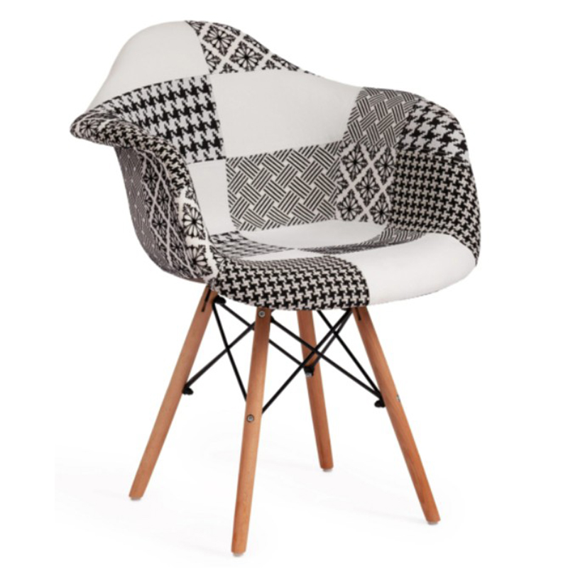 Стул DAW black&white patchwork Белый Древесина Черный Стул DAW black&white patchwork Белый Древесина Черный в Костроме | Loft Concept