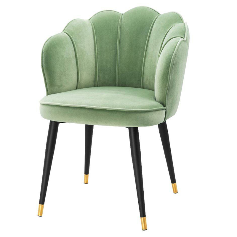 Стул Eichholtz Dining Chair Bristol pistache green Зеленый шалфей Черный Латунь Стул Eichholtz Dining Chair Bristol pistache green Зеленый шалфей Черный Латунь в Костроме | Loft Concept