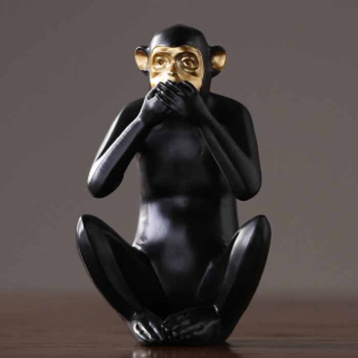 Статуэтка Monkey dont speak Золотой Черный Статуэтка Monkey dont speak Золотой Черный в Костроме | Loft Concept