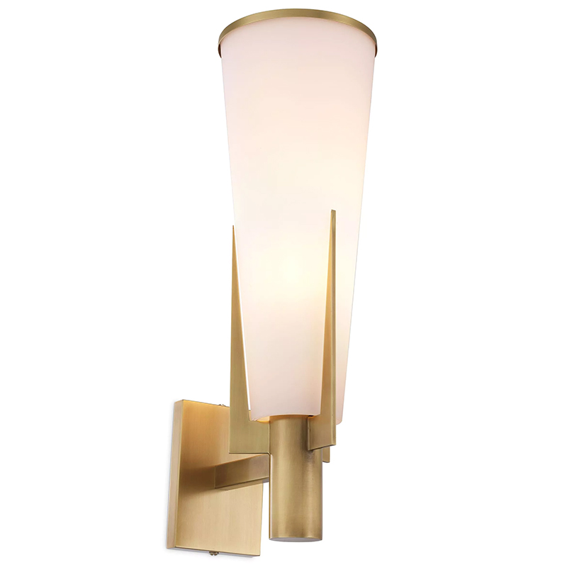 Бра Eichholtz Wall Lamp Dino Brass Латунь Белое матовое стекло Бра Eichholtz Wall Lamp Dino Brass Латунь Белое матовое стекло в Костроме | Loft Concept
