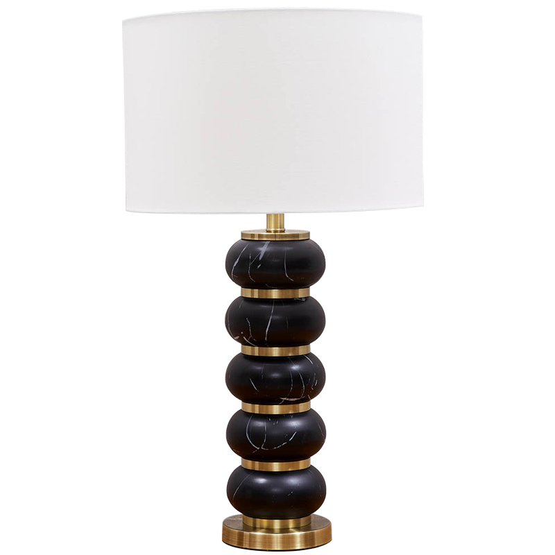 Настольная лампа с абажуром Alan Table Lamp Белый Черный Золотой Настольная лампа с абажуром Alan Table Lamp Белый Черный Золотой в Костроме | Loft Concept