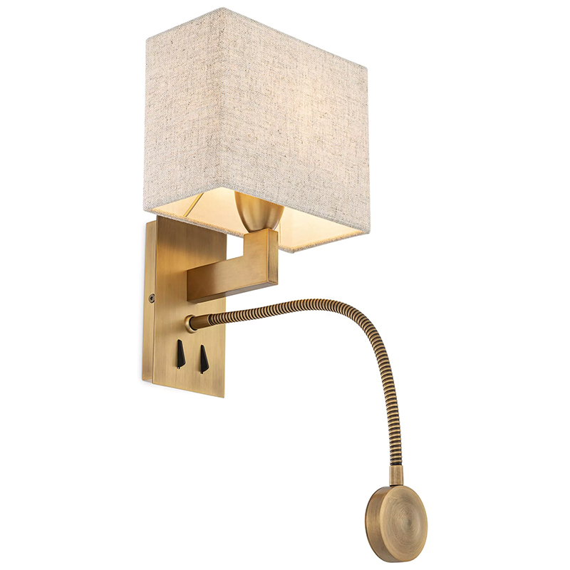 Бра Eichholtz Wall Lamp Reading Linen Латунь Бежево-серый Бра Eichholtz Wall Lamp Reading Linen Латунь Бежево-серый в Костроме | Loft Concept