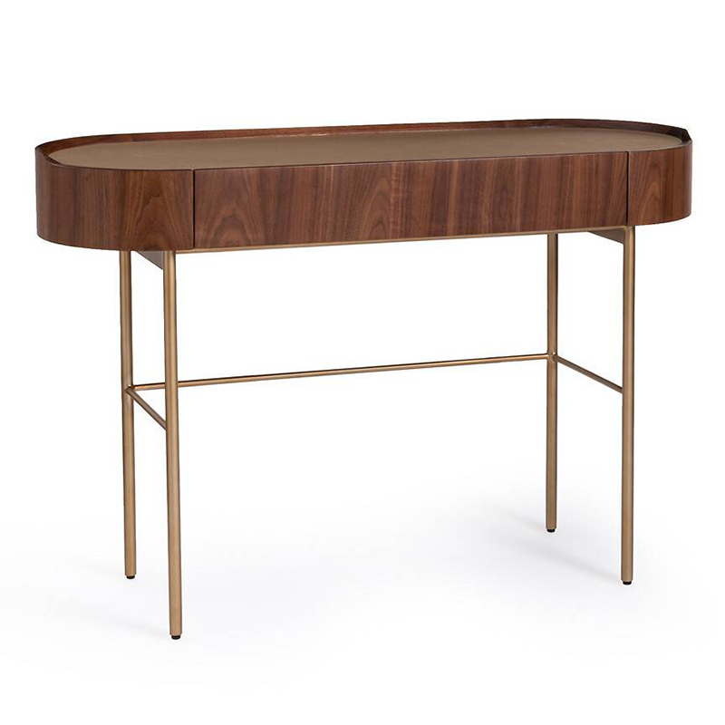 Стол-консоль Walnut and Leather Орех Золотой Шампань Стол-консоль Walnut and Leather Орех Золотой Шампань в Костроме | Loft Concept