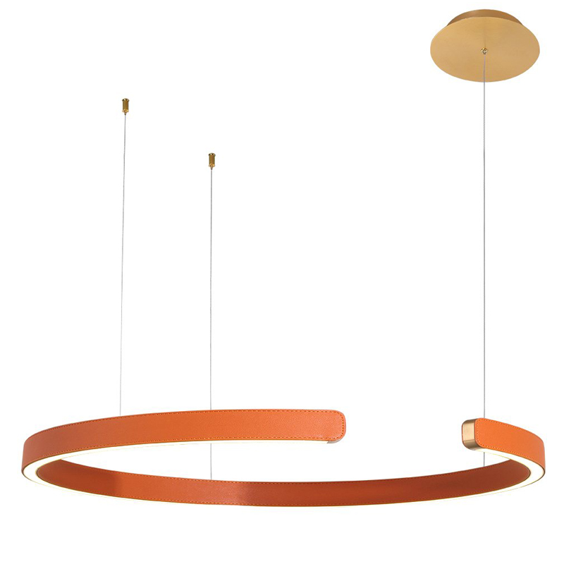 Подвесной светильник Half Ring orange leather Оранжевый Золотой Подвесной светильник Half Ring orange leather Оранжевый Золотой в Костроме | Loft Concept