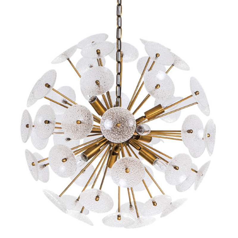 Люстра Sputnik Textured Glass White Chandelier Золотой Белый Люстра Sputnik Textured Glass White Chandelier Золотой Белый в Костроме | Loft Concept