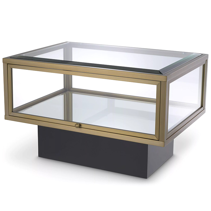 Приставной стол с витриной Eichholtz Side Table Ryan Черный Латунь Прозрачное Стекло Зеркало Приставной стол с витриной Eichholtz Side Table Ryan Черный Латунь Прозрачное Стекло Зеркало в Костроме | Loft Concept