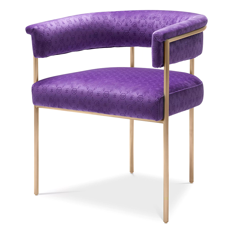 Стул Philipp Plein Dining Chair Monogram Фиолетовый Фиолетовый Золотой Стул Philipp Plein Dining Chair Monogram Фиолетовый Фиолетовый Золотой в Костроме | Loft Concept