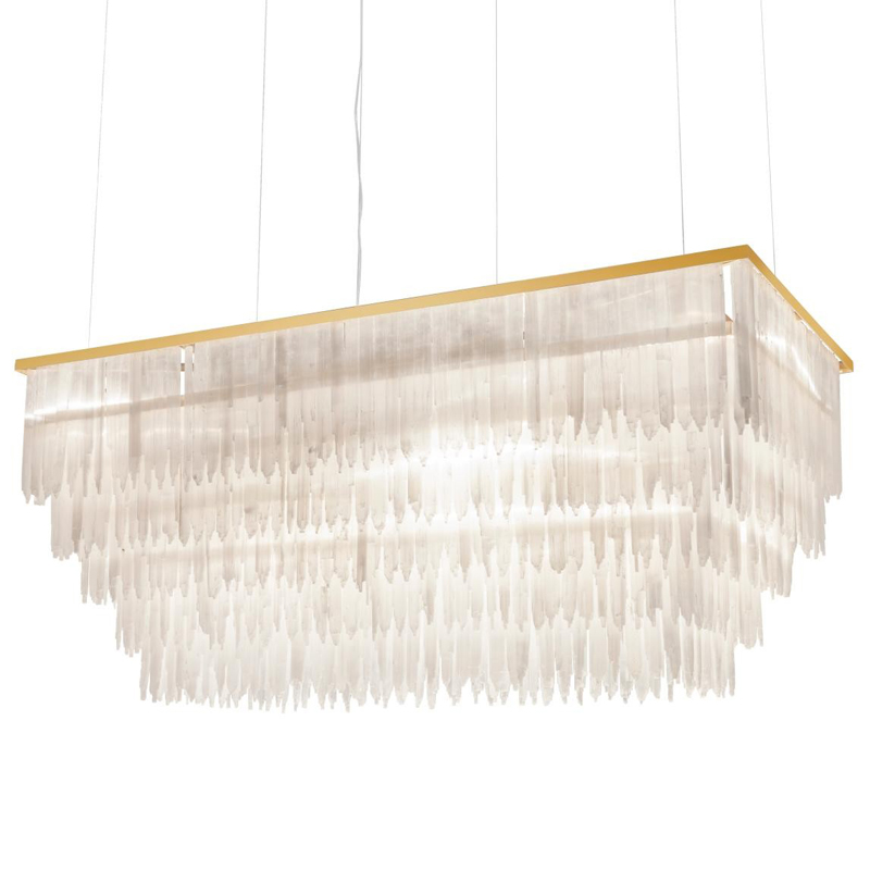 Люстра LAMP SELENITE RECT Прозрачный белый Латунь Люстра LAMP SELENITE RECT Прозрачный белый Латунь в Костроме | Loft Concept